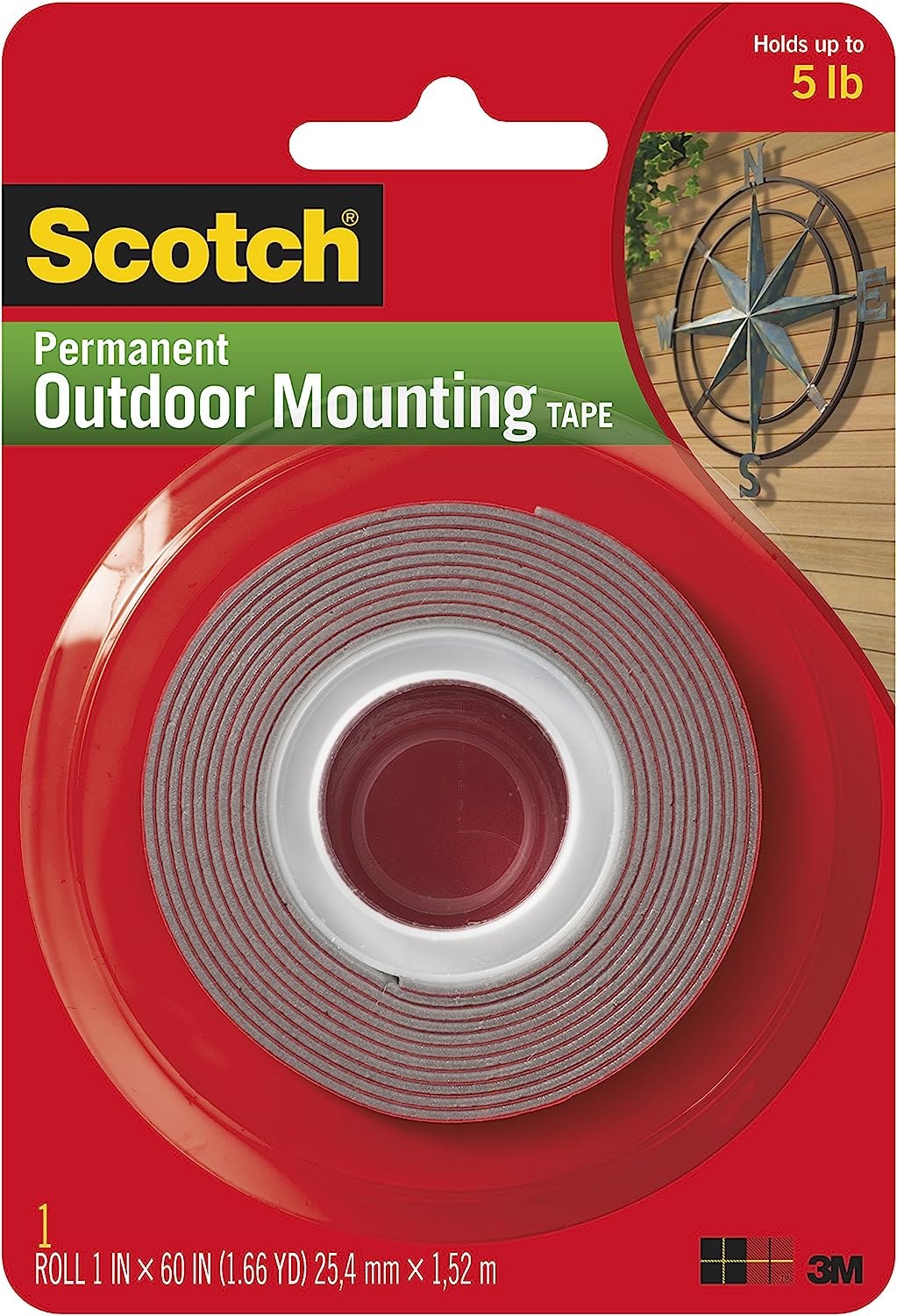 230816082613440_1 Scotch Mounting, Fastening & Surface Protection Permanent Outdoor, Holds 5 lbs, 3M Scotch 4011 Exterior Mounting Tape, 1 in x 60 in, 1"x60" - Image 1